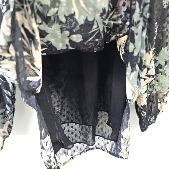 Daniel Rainn Anthropologie Black Floral Long Sleeve Tunic Blouse Size Small NWT - Picture 5 of 5